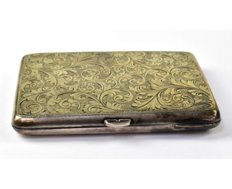 A late 19th century hallmarked silver pocket case, the stitched leather interior with two coin and note pockets, a mechanical