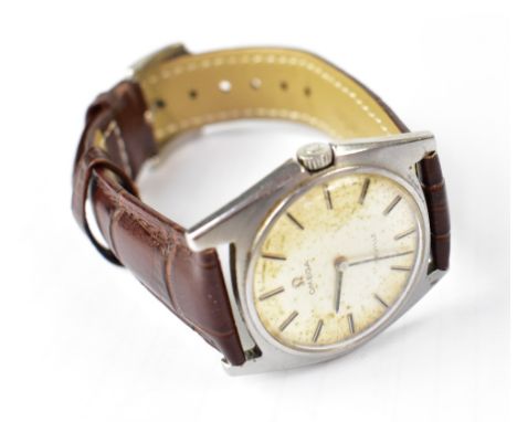 OMEGA; a circa 1970 gentlemen's stainless steel 'De Ville' manual wind wristwatch, 32mm.