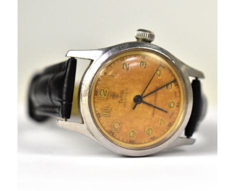 TUDOR (ROLEX); a circa 1940s gentlemen's stainless steel 'Oyster' manual wind wristwatch, 31mm.