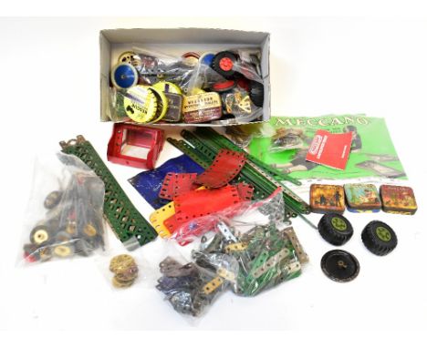 MECCANO; a quantity of loose components with instruction manuals for Accessory Outfit No.2A, No.0 and Accessory Outfit No.1A,