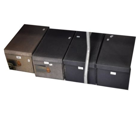 Four document cases each containing a large quantity of military maps as used by the British Territorial Army, to include Str