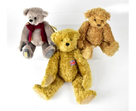 DEAN'S RAG BOOK CO LTD; three modern collectible limited edition teddy bears comprising 'Algernon' in golden mohair, no.204, 