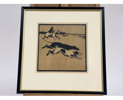A trio of Sir William Nicholson (British 1872-1949) lithographs titled - Coursing, Racing and Hunting, all works in a glazed 