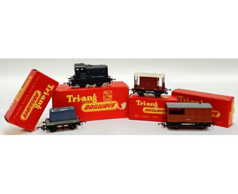 Vintage toys, a boxed Tri-ang Railways Dock Shunter, together with three other boxed Tri-ang models (Brake Van, loaded Wagon,