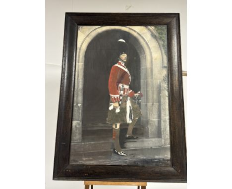 Early 20thc School, Portrait of a 93rd Sutherland Sargent Regiment Highland Officer, coloured after photographic print, in a 