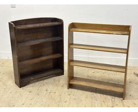 Two 1920s/30s dark oak and light oak bookcases (tallest: h. 94cm x l. 76cm x w.18cm)