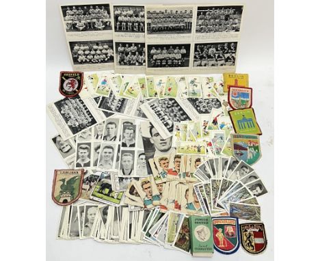 A large quantity of vintage picture cards, cigarette advertising/packaging, and newspaper cuttings comprising examples of foo