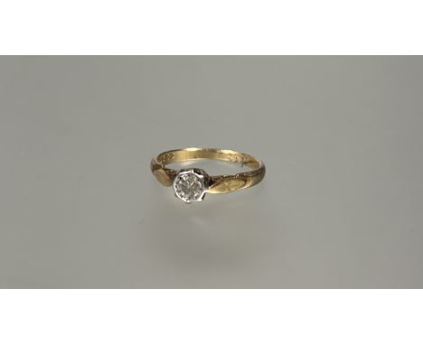 A 18ct gold circular brilliant cut solitaire diamond ring mounted in white metal setting approximately 0.25ct 2.14g