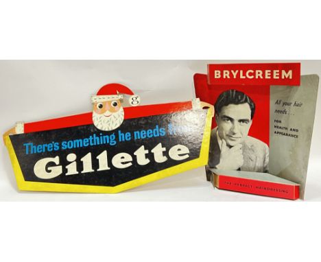 Vintage advertising, a Gillette hanging sign with Father Christmas/Santa Clause (w- 74cm), together with a three dimensional 