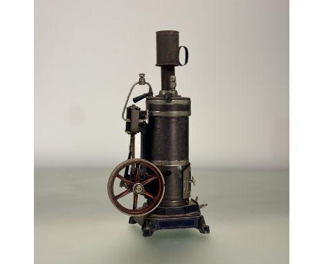 An 1900 Heircelen Sweedish cast iron and tin plate model steam pump/ engine with original oil resevoir H x 29cm W/L&nbsp; x 1