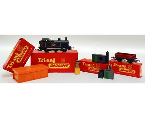 Vintage toys, a boxed Tri-ang Railways R.52 0-6-0 Class 3F Tank Loco model train, together with three additional boxed Tri-an