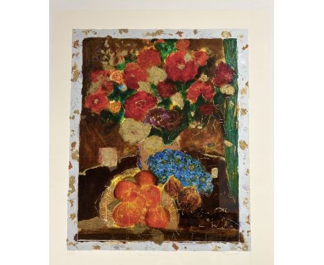 Roy Fairchild-Woodard (British 1953-) Fleurs Rouge, screen-print 235/350, signed and titled pencil bellow, in a glazed gilt f