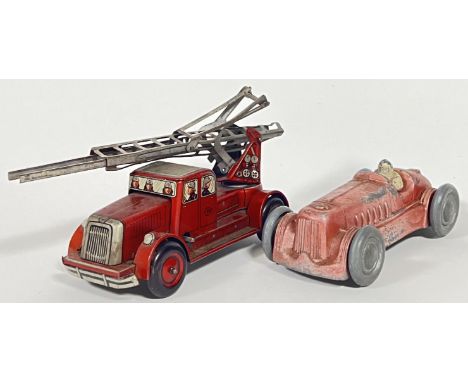 Vintage toys, a Georg Kellermann tin-plate/lithographed mechanical clockwork fire-engine K-350 toys (some distress, marked CK