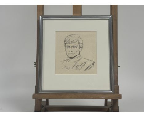 Steve Kyle, Thunderbird Character, pen and pencil sketch, signed bottom left, in a glazed frame. (16cmx15cm)