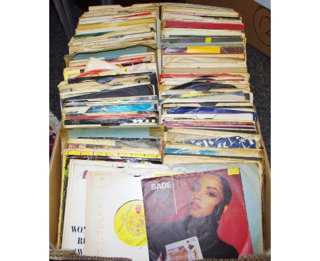 7" vinyl singles - assorted genres, mostly 1970's &amp; 1980's including Rolling Stones; Sade; Sunset; The sweet; Smokie; Tea