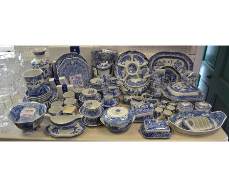Spode blue and white tea and coffee setting comprising of plates, coffee pot, cups and saucers;qty 