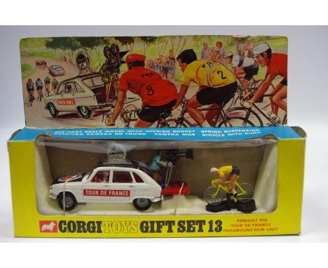 A Corgi GS13 Tour De France Gift Set - Renault R16, white, black, red interior, driver, decals to both sides, bonnet and roof