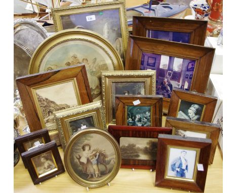 Pictures and Prints - 19th century rosewood frames, others decorative, gilt; a 19th century print, Lady Hamilton
