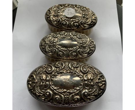 THREE HALLMARKED BIRMINGHAM SILVER BRUSHES TWO SMALLER 1904 AND LARGER 1956 - MAKER BROADWAY &amp; CO 
