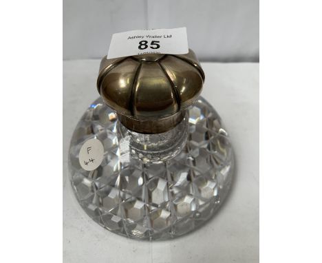 A HALLMARKED SILVER TOPPED INKWELL 