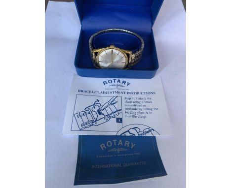 A BOXED ROTARY 21 JEWELS GENTS WATCH IN WORKING ORDER 