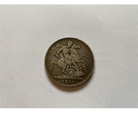 UNITED KINGDOM , QUEEN VICTORIA SILVER CROWN , DATED 1890 , GOOD CONDITION 
