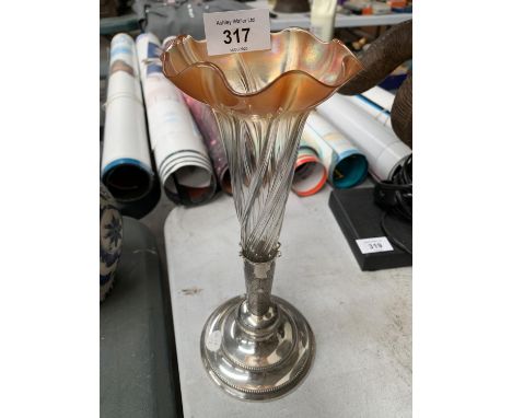 A SILVER PLATE BRITANNIA METAL EPERN WITH A LUSTRE STYLE FLUTE 