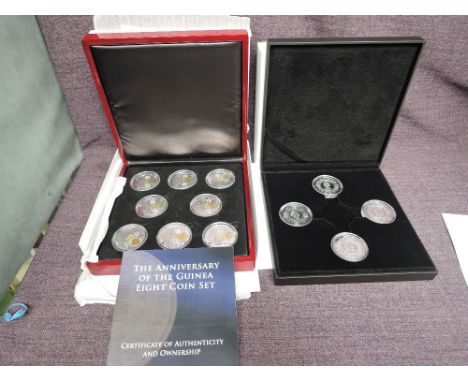 A London Mint The Anniversary of the Guinea Eight Silver Coin Set, each coin is 12.5g of pure silver, in case with certificat