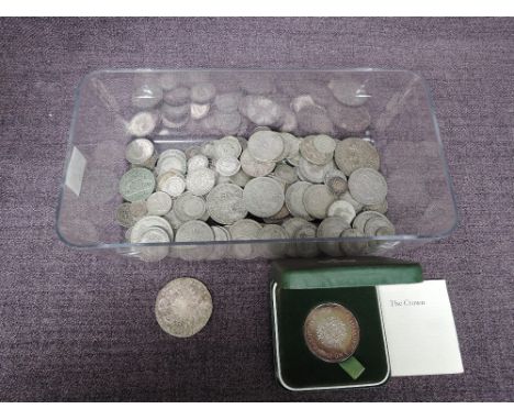 A collection of mainly GB Silver Coins, approx 13oz, many good coins seen including Silver Proof Crown in case