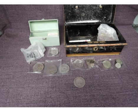 A tin of mainly GB Coins including Silver 1820 Crown, many other Silver and Copper Coins