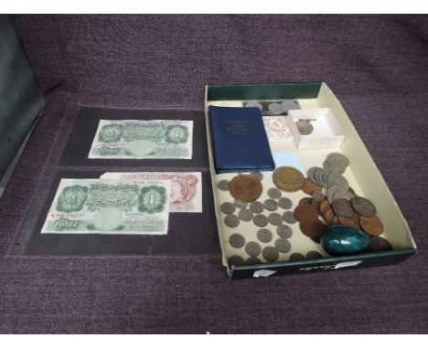 A small collection of GB Coins and Banknotes including approx 2oz of Silver, Beale E95C 402410 and Obrien N72K 924740 £1 Note