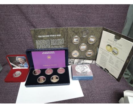 Two Royal Mint Silver Proof Crowns/£5, 2001 Victorian Anniversary and 2002 Queen Mother Memorial along with a Westminster The