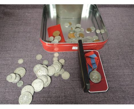 A collection of mainly GB Coins including 7oz of Silver, also a Queen Elizabeth II Imperial Service Medal in case to Eric Sho