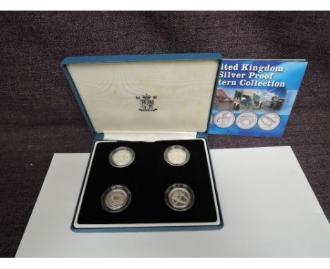 A Royal Mint 2003 United Kingdom Silver Proof Pattern Bridges Collection, Forth, Telford, Egyptian Arch and Millennium, in ca