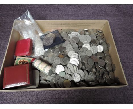 A tray containing mainly GB Coins, 11 x 50p including 2022 70 Anniversary 50p, small amount of Silver Threepences, six furthe