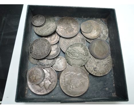 A collection of World Silver Coins including USA Dollars 1921, 1923, Austria Theresia 1780 x2 SF, four large German States Co