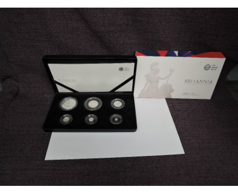 A Royal Mint 2016 Britannia Six Coin Silver Proof Set in case with outer card box and certificates, no 0786