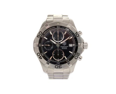 Tag Heuer Aquaracer: a steel-cased automatic chronograph wristwatch, ref CAF2110, serial no. LC76**, the black baton dial wit