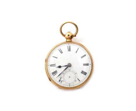 Cozens Matthews &amp; Sharpe, 10 Bunhill Row, London: an 18ct yellow gold-cased open-faced pocket watch, the white enamel rom