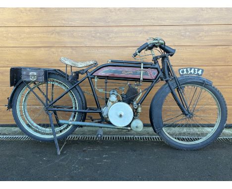 Property of a deceased's estatec.1919 Clyno 2½hp 250ccRegistration no. CX 3434Frame no. 135Engine no. L1864/19This Clyno ligh