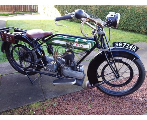 1923 BSA 4¼hp Model H2Registration no. SG 7240Frame no. B6066Engine no. 7725The first motorcycles made by the Birmingham Smal