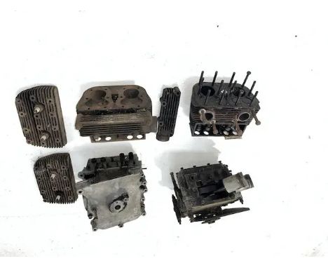 A selection of Matchless Silver Arrow engine componentscomprising an engine bottom end, numbered A907; engine cases, numbered