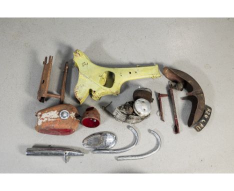 A selection of Puch Maxi sparescomprising of a frame; engine (numbered 1532358); forks and other associated parts, close insp