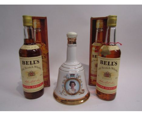 Bell's Old Scotch Whisky 75cl x 2, boxed and Bell's decanter Queens 60th Birthday (3)