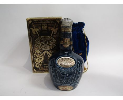Chivas Brothers 21 Year Old Royal Salute Scotch Whisky, 75.7cl, Circa 1980's with blue pouch, seal cracked