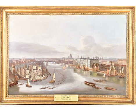 20th century school, a view of the River Thames (c.18th century), oil on board, 43.5 cm x 63 cm in a gilt frame (bearing late