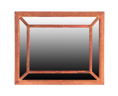 A 19th-century Venetian style velvet-covered bevel framed rectangular wall mirror. 70 cm high x 86 cm long.Condition report: 