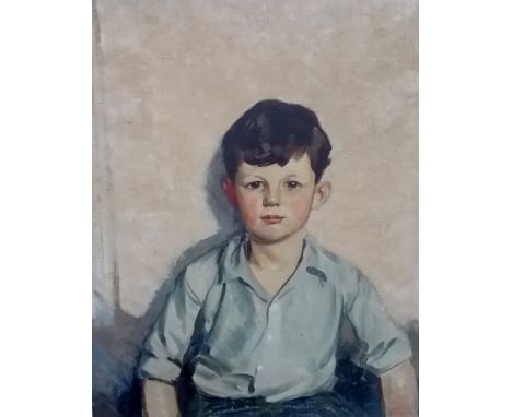 Leslie Grimes (1897 - 1993) Portrait of the Artist's son, Michael Grimes Oil on canvas, inscribed to the back 29.5" x 23.25"