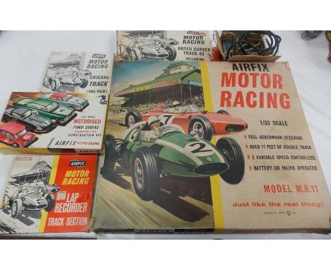 Airfix motor racing 1/32 scale model M.R.11 set with original receipts and papers dated 1967 and original box enclosing track