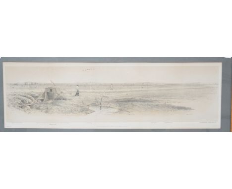 Victorian lithograph "Netting sea fowl on the shores of the wash. DEC 16.1876" after Keulemans and Hanhart, 12" x 39"